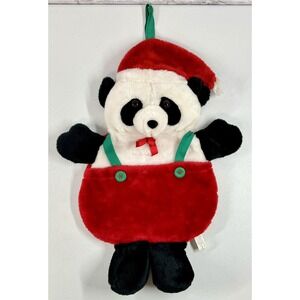 Vintage 22" Panda Bear Christmas Stocking for Gifts Candy Suspenders